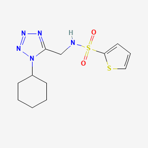 molecular formula C12H17N5O2S2 B2563076 N-((1-cyclohexyl-1H-tetrazol-5-yl)methyl)thiophene-2-sulfonamide CAS No. 921125-34-0