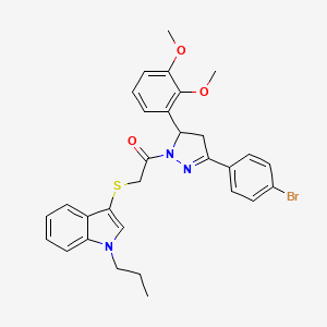 1-[5-(4-Bromophenyl)-3-(2,3-dimethoxyphenyl)-3,4-dihydropyrazol-2-yl]-2-(1-propylindol-3-yl)sulfanylethanone