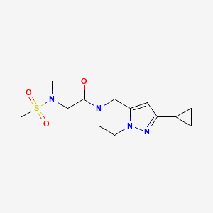 molecular formula C13H20N4O3S B2563118 N-(2-(2-cyclopropyl-6,7-dihydropyrazolo[1,5-a]pyrazin-5(4H)-yl)-2-oxoethyl)-N-methylmethanesulfonamide CAS No. 2034507-75-8