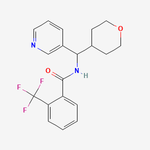 molecular formula C19H19F3N2O2 B2563145 N-[(oxan-4-yl)(pyridin-3-yl)methyl]-2-(trifluoromethyl)benzamide CAS No. 2034405-98-4