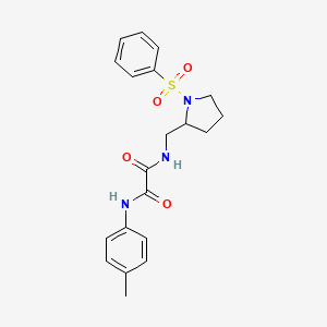 molecular formula C20H23N3O4S B2563188 N1-((1-(phenylsulfonyl)pyrrolidin-2-yl)methyl)-N2-(p-tolyl)oxalamide CAS No. 896264-97-4