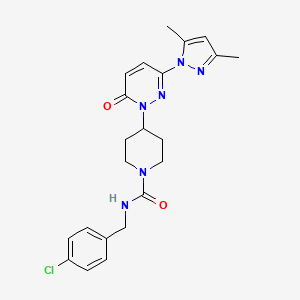 molecular formula C22H25ClN6O2 B2563192 N-[(4-chlorophenyl)methyl]-4-[3-(3,5-dimethyl-1H-pyrazol-1-yl)-6-oxo-1,6-dihydropyridazin-1-yl]piperidine-1-carboxamide CAS No. 2380069-67-8