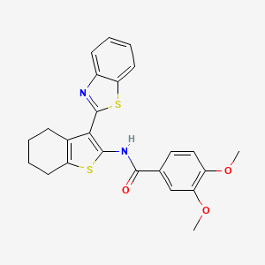 molecular formula C24H22N2O3S2 B2563199 N-[3-(1,3-benzothiazol-2-yl)-4,5,6,7-tetrahydro-1-benzothiophen-2-yl]-3,4-dimethoxybenzamide CAS No. 392236-42-9