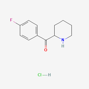 molecular formula C12H15ClFNO B2563252 2-[(4-Fluorophenyl)carbonyl]piperidine HCl CAS No. 1017366-82-3
