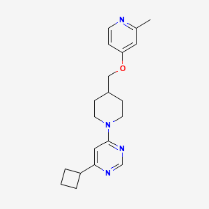 molecular formula C20H26N4O B2563259 4-Cyclobutyl-6-(4-{[(2-methylpyridin-4-yl)oxy]methyl}piperidin-1-yl)pyrimidine CAS No. 2379976-14-2