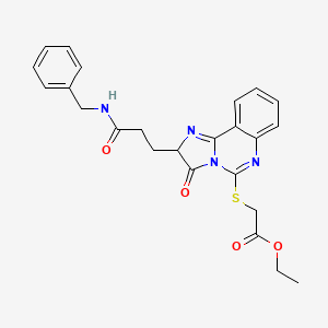 molecular formula C24H24N4O4S B2563311 ethyl 2-({2-[2-(benzylcarbamoyl)ethyl]-3-oxo-2H,3H-imidazo[1,2-c]quinazolin-5-yl}sulfanyl)acetate CAS No. 1037168-55-0
