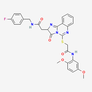 molecular formula C29H26FN5O5S B2563319 N-(2,5-dimethoxyphenyl)-2-{[2-({[(4-fluorophenyl)methyl]carbamoyl}methyl)-3-oxo-2H,3H-imidazo[1,2-c]quinazolin-5-yl]sulfanyl}acetamide CAS No. 959498-99-8