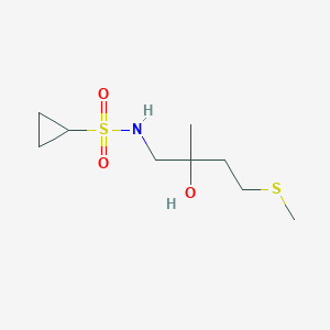 molecular formula C9H19NO3S2 B2563327 N-(2-hydroxy-2-methyl-4-(methylthio)butyl)cyclopropanesulfonamide CAS No. 1396852-97-3