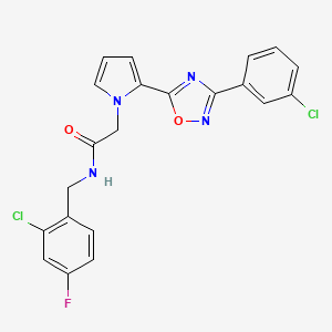 molecular formula C21H15Cl2FN4O2 B2563341 N-(2-chloro-4-fluorobenzyl)-2-(2-(3-(3-chlorophenyl)-1,2,4-oxadiazol-5-yl)-1H-pyrrol-1-yl)acetamide CAS No. 1260913-12-9