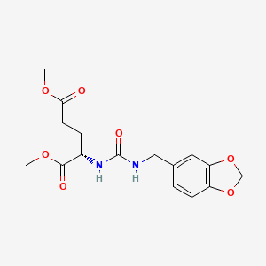 molecular formula C16H20N2O7 B2563346 dimethyl N-[(1,3-benzodioxol-5-ylmethyl)carbamoyl]-L-glutamate CAS No. 1013753-93-9