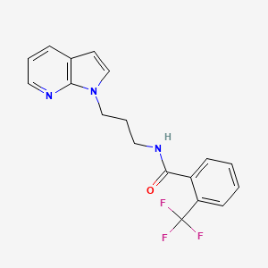 molecular formula C18H16F3N3O B2563360 N-(3-(1H-pyrrolo[2,3-b]pyridin-1-yl)propyl)-2-(trifluoromethyl)benzamide CAS No. 1788674-28-1