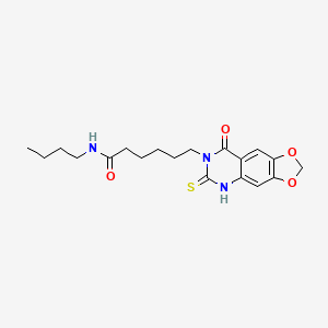 molecular formula C19H25N3O4S B2563376 N-butyl-6-(8-oxo-6-thioxo-5,6-dihydro-[1,3]dioxolo[4,5-g]quinazolin-7(8H)-yl)hexanamide CAS No. 688053-43-2