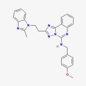 molecular formula C27H25N7O B2563397 N-[(4-methoxyphenyl)methyl]-2-[2-(2-methyl-1H-1,3-benzodiazol-1-yl)ethyl]-[1,2,4]triazolo[1,5-c]quinazolin-5-amine CAS No. 902946-66-1