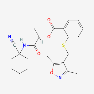 molecular formula C23H27N3O4S B2563398 [1-[(1-Cyanocyclohexyl)amino]-1-oxopropan-2-yl] 2-[(3,5-dimethyl-1,2-oxazol-4-yl)methylsulfanyl]benzoate CAS No. 875451-01-7