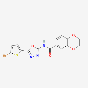 molecular formula C15H10BrN3O4S B2563437 N-[5-(5-bromothiophen-2-yl)-1,3,4-oxadiazol-2-yl]-2,3-dihydro-1,4-benzodioxine-6-carboxamide CAS No. 1021036-24-7