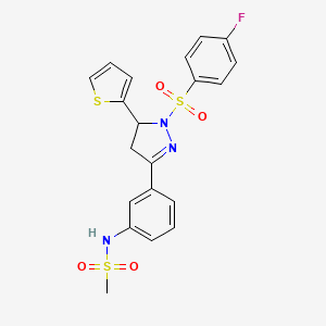 B2563450 N-(3-(1-((4-fluorophenyl)sulfonyl)-5-(thiophen-2-yl)-4,5-dihydro-1H-pyrazol-3-yl)phenyl)methanesulfonamide CAS No. 851782-57-5