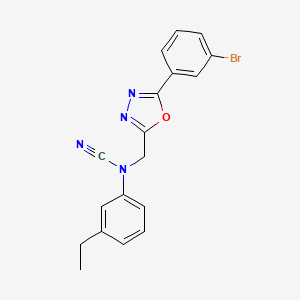 molecular formula C18H15BrN4O B2563470 N-{[5-(3-bromophenyl)-1,3,4-oxadiazol-2-yl]methyl}-N-cyano-3-ethylaniline CAS No. 1808848-53-4