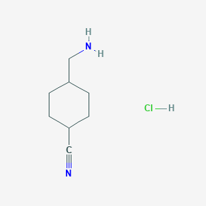 molecular formula C8H15ClN2 B2563485 4-(Aminomethyl)cyclohexane-1-carbonitrile hydrochloride CAS No. 916211-32-0