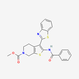 molecular formula C23H19N3O3S2 B2563486 methyl 2-benzamido-3-(1,3-benzothiazol-2-yl)-4H,5H,6H,7H-thieno[2,3-c]pyridine-6-carboxylate CAS No. 886950-71-6