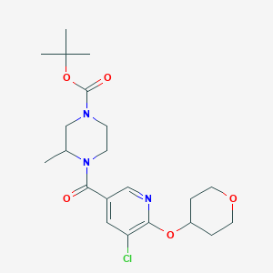 molecular formula C21H30ClN3O5 B2563508 tert-butyl 4-[5-chloro-6-(oxan-4-yloxy)pyridine-3-carbonyl]-3-methylpiperazine-1-carboxylate CAS No. 1903024-71-4
