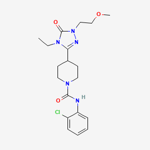 molecular formula C19H26ClN5O3 B2563523 N-(2-chlorophenyl)-4-(4-ethyl-1-(2-methoxyethyl)-5-oxo-4,5-dihydro-1H-1,2,4-triazol-3-yl)piperidine-1-carboxamide CAS No. 1797537-72-4