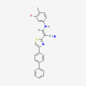 molecular formula C25H18FN3S B2563604 (E)-2-(4-([1,1'-biphenyl]-4-yl)thiazol-2-yl)-3-((3-fluoro-4-methylphenyl)amino)acrylonitrile CAS No. 477297-66-8