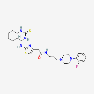molecular formula C26H28FN7OS2 B2563605 N-{3-[4-(2-fluorophenyl)piperazin-1-yl]propyl}-2-{2-[(2-sulfanylidene-1,2-dihydroquinazolin-4-yl)amino]-1,3-thiazol-4-yl}acetamide CAS No. 689266-84-0