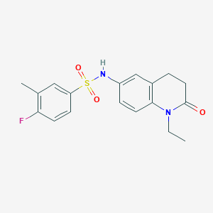 molecular formula C18H19FN2O3S B2563617 N-(1-ethyl-2-oxo-1,2,3,4-tetrahydroquinolin-6-yl)-4-fluoro-3-methylbenzene-1-sulfonamide CAS No. 921888-78-0