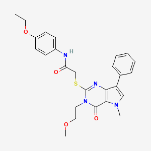 molecular formula C26H28N4O4S B2563667 N-(4-ethoxyphenyl)-2-{[3-(2-methoxyethyl)-5-methyl-4-oxo-7-phenyl-3H,4H,5H-pyrrolo[3,2-d]pyrimidin-2-yl]sulfanyl}acetamide CAS No. 1112035-41-2
