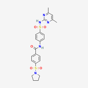 N-[4-[(4,6-dimethylpyrimidin-2-yl)sulfamoyl]phenyl]-4-pyrrolidin-1-ylsulfonylbenzamide