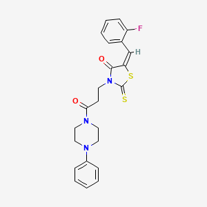 (5E)-5-[(2-fluorophenyl)methylidene]-3-[3-oxo-3-(4-phenylpiperazin-1-yl)propyl]-2-sulfanylidene-1,3-thiazolidin-4-one