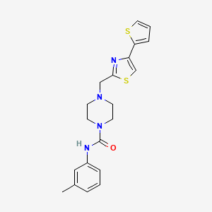 molecular formula C20H22N4OS2 B2563685 4-((4-(thiophen-2-yl)thiazol-2-yl)methyl)-N-(m-tolyl)piperazine-1-carboxamide CAS No. 1105238-27-4