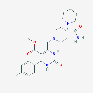 molecular formula C27H39N5O4 B2563695 Ethyl 6-((4'-carbamoyl-[1,4'-bipiperidin]-1'-yl)methyl)-4-(4-ethylphenyl)-2-oxo-1,2,3,4-tetrahydropyrimidine-5-carboxylate CAS No. 1261003-42-2