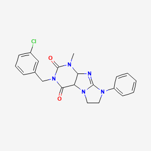 molecular formula C21H18ClN5O2 B2563702 3-[(3-chlorophenyl)methyl]-1-methyl-8-phenyl-1H,2H,3H,4H,6H,7H,8H-imidazo[1,2-g]purine-2,4-dione CAS No. 872838-86-3
