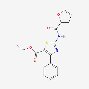 molecular formula C17H14N2O4S B2563719 ethyl 2-(furan-2-amido)-4-phenyl-1,3-thiazole-5-carboxylate CAS No. 312605-07-5