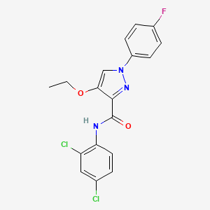 molecular formula C18H14Cl2FN3O2 B2563731 N-(2,4-dichlorophenyl)-4-ethoxy-1-(4-fluorophenyl)-1H-pyrazole-3-carboxamide CAS No. 1211426-28-6
