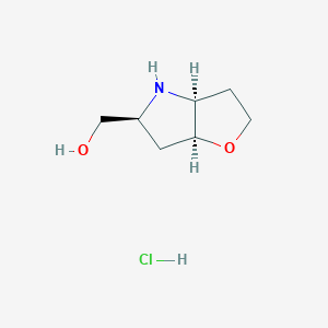 molecular formula C7H14ClNO2 B2563740 [(3As,5S,6aS)-3,3a,4,5,6,6a-hexahydro-2H-furo[3,2-b]pyrrol-5-yl]methanol;hydrochloride CAS No. 2187426-76-0