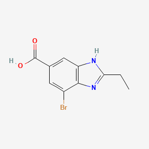 molecular formula C10H9BrN2O2 B2563742 7-Bromo-2-ethyl-1H-benzo[d]imidazole-5-carboxylic acid CAS No. 1378260-23-1