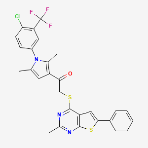 1-[1-[4-Chloro-3-(trifluoromethyl)phenyl]-2,5-dimethylpyrrol-3-yl]-2-(2-methyl-6-phenylthieno[2,3-d]pyrimidin-4-yl)sulfanylethanone