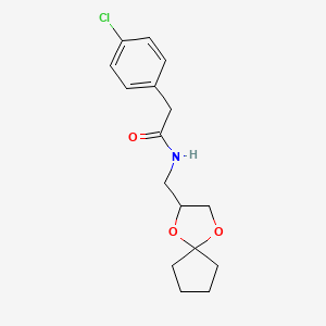 molecular formula C16H20ClNO3 B2563768 N-(1,4-dioxaspiro[4.4]nonan-2-ylmethyl)-2-(4-chlorophenyl)acetamide CAS No. 900007-06-9