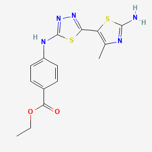 molecular formula C15H15N5O2S2 B2563794 Ethyl 4-{[5-(2-amino-4-methyl-1,3-thiazol-5-yl)-1,3,4-thiadiazol-2-yl]amino}benzoate CAS No. 905784-52-3
