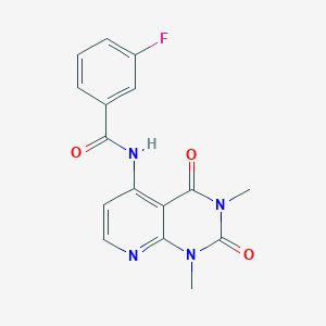 molecular formula C16H13FN4O3 B2563840 N-(1,3-dimethyl-2,4-dioxo-1,2,3,4-tetrahydropyrido[2,3-d]pyrimidin-5-yl)-3-fluorobenzamide CAS No. 941929-43-7
