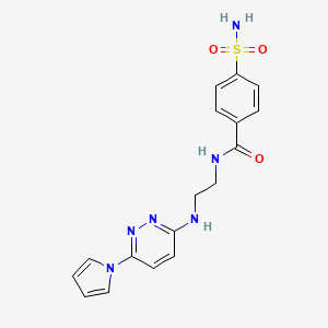 molecular formula C17H18N6O3S B2563845 N-(2-((6-(1H-pyrrol-1-yl)pyridazin-3-yl)amino)ethyl)-4-sulfamoylbenzamide CAS No. 1428357-29-2