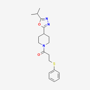 molecular formula C19H25N3O2S B2563897 1-(4-(5-Isopropyl-1,3,4-oxadiazol-2-yl)piperidin-1-yl)-3-(phenylthio)propan-1-one CAS No. 1209106-42-2