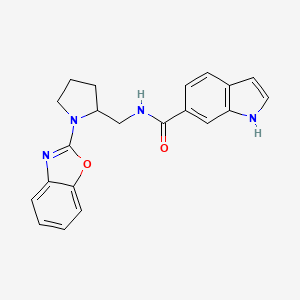 molecular formula C21H20N4O2 B2563908 N-((1-(benzo[d]oxazol-2-yl)pyrrolidin-2-yl)methyl)-1H-indole-6-carboxamide CAS No. 1795209-20-9