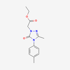 molecular formula C14H17N3O3 B2563918 ethyl 2-[3-methyl-4-(4-methylphenyl)-5-oxo-4,5-dihydro-1H-1,2,4-triazol-1-yl]acetate CAS No. 860785-39-3