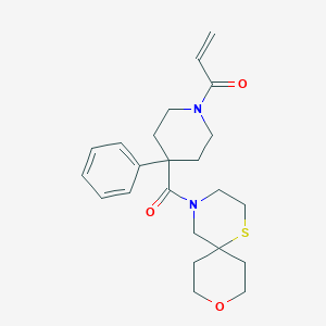 B2563927 1-[4-(9-Oxa-1-thia-4-azaspiro[5.5]undecane-4-carbonyl)-4-phenylpiperidin-1-yl]prop-2-en-1-one CAS No. 2361681-64-1