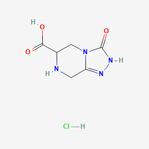 molecular formula C6H9ClN4O3 B2563933 3-Oxo-5,6,7,8-tetrahydro-2H-[1,2,4]triazolo[4,3-a]pyrazine-6-carboxylic acid;hydrochloride CAS No. 2408962-31-0
