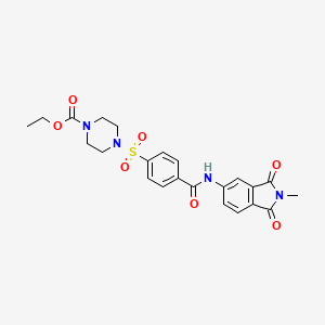 molecular formula C23H24N4O7S B2563946 Ethyl 4-((4-((2-methyl-1,3-dioxoisoindolin-5-yl)carbamoyl)phenyl)sulfonyl)piperazine-1-carboxylate CAS No. 398998-54-4