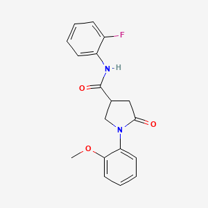 molecular formula C18H17FN2O3 B2563954 N-(2-fluorophenyl)-1-(2-methoxyphenyl)-5-oxopyrrolidine-3-carboxamide CAS No. 873563-53-2